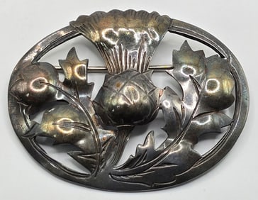 Vintage Kalo Shop Chicago Sterling Silver Hand Wrought Thistle Brooch