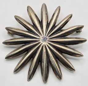 Vintage Kalo Shop Chicago Sterling Silver Hand Wrought Starburst Pendant / Brooch