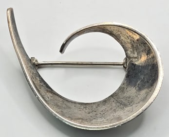Antique Kalo Shop Chicago Sterling Silver Hand Wrought Swirl Brooch
