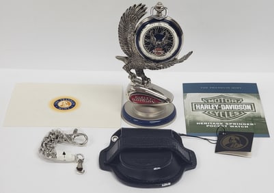 New in box Franklin Mint Harley-Davidson Heritage Springer Pocket Watch
