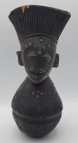 Vintage Africa Congo Carved Wood Ceremonial Jug