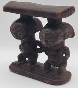 Vintage African Congo Luba Tribal Wooden Hand Carved Headrest