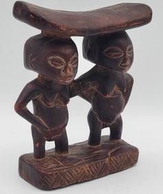 Vintage African Congo Luba Tribal Wooden Hand Carved Headrest