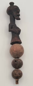 Vintage African Congo Tribal Hand Carved Wooden Luba Dance Rattle