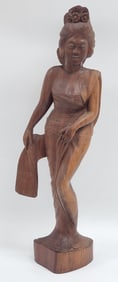 Vintage Balinese Hand Carved Wooden Female Figure
