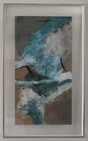 Kelly O'Neal Abstract Painting Framed In Glass