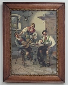 Antique A. Waldegg "Facetious Songs" Bavarian Framed Chromolithograph
