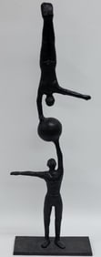 Vintage Pottery Barn Abstract Acrobats Bronze Finish Statue