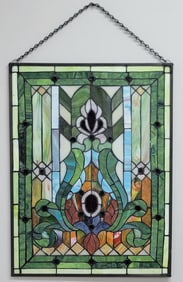 Vintage Multi-Color Leaded Stained Glass Panel