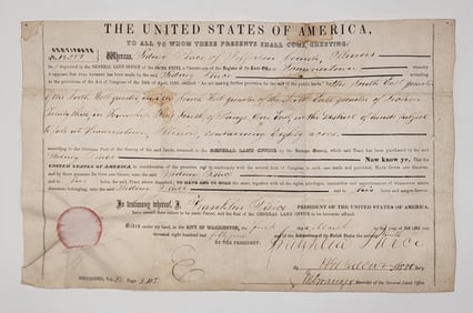 President Franklin Pierce Signed Land Grant