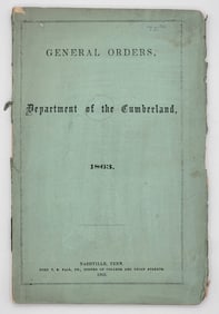 Original 1863 Civil War General Orders, Department Of Cumberland Soft Cover Book