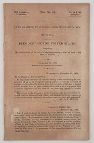 Original December 20, 1838 Message From President Martin Van Buren To Congress Pamphlet