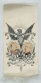 Original Grover Cleveland & Thomas A. Hendricks Printed Silk Campaign Ribbon