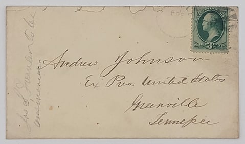 President Andrew Johnson Hand Endorsed Envelope
