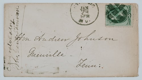 President Andrew Johnson Hand Endorsed Envelope
