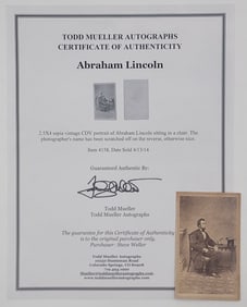 Vintage CDV Sepia Portrait Of Abraham Lincoln Sitting In A Chair