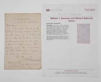 Post Civil War Letter From General William T. Sherman To General William B. Hazen