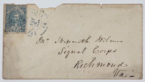 Confederate States Of America #2 Ten Cent Stamp Cover To Signal Corps