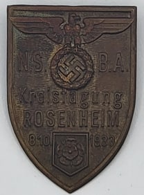 1933 Rosenheim Nazi Party NSBA Kreistagung Day Badge