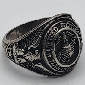 WWII United States Marine Corps Sterling Silver Ring
