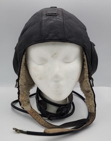 WWII German Luftwaffe LKpW101 Winter Flight Helmet With Communication Equipment