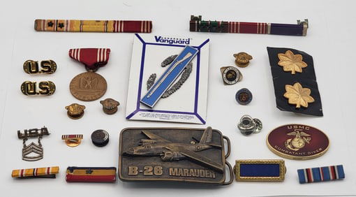 Lot Of U.S. Military Insignia-Pins-Bars & More