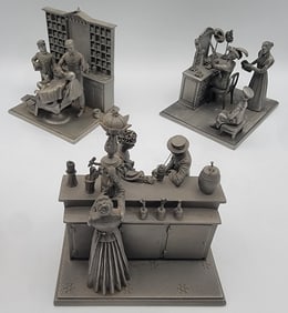 (3) Franklin Mint "Main Street America" Pewter Figurines