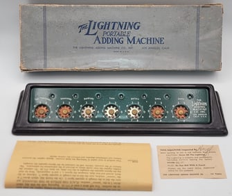 1960's The Lightning Portable Adding Machine In Box