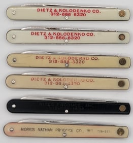 (6) Vintage Colonial Advertising Melon Tester Folding Knives