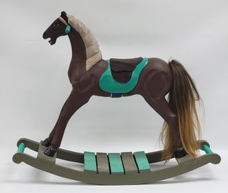 Vintage Restored Wood Rocking Horse