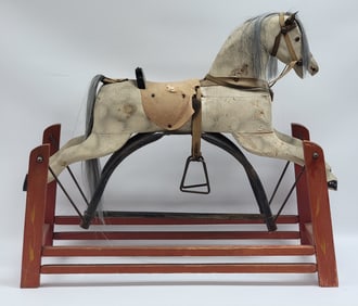 Antique Painted Wood Glider Rocking Horse