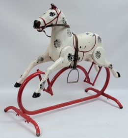 Vintage Pressed Steel Glider Hobby Horse Toy