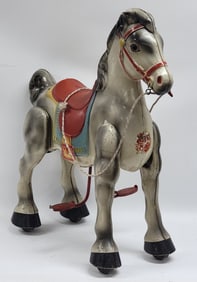 Vintage English Mobo Bronco Pressed Steel Horse Ride-On Toy