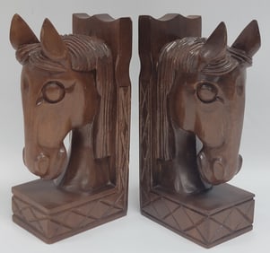 Hand Carved Philippine Horse Head Bookends