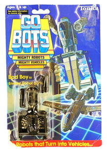 Vintage Tonka Go Bots Mighty Robot Vehicles - Bad Boy #55 NIP: Vintage 1985 Tonka Go Bots Mighty Robots Vehicles - Bad Boy figure new in the original package. The package has some sticker peeling, the bar code on the back was cut out, and the blister has some