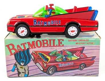 Vintage Taiwan Tin Battery Operated Batmobile w/ Original Box
