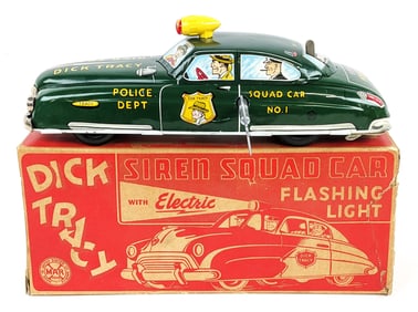 Marx Tin Windup Dick Tracy Siren Squad Car No. 1 w/ Box