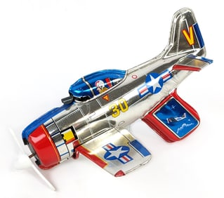 Japan Tin Friction Powered U.S. Navy Fighter Plane