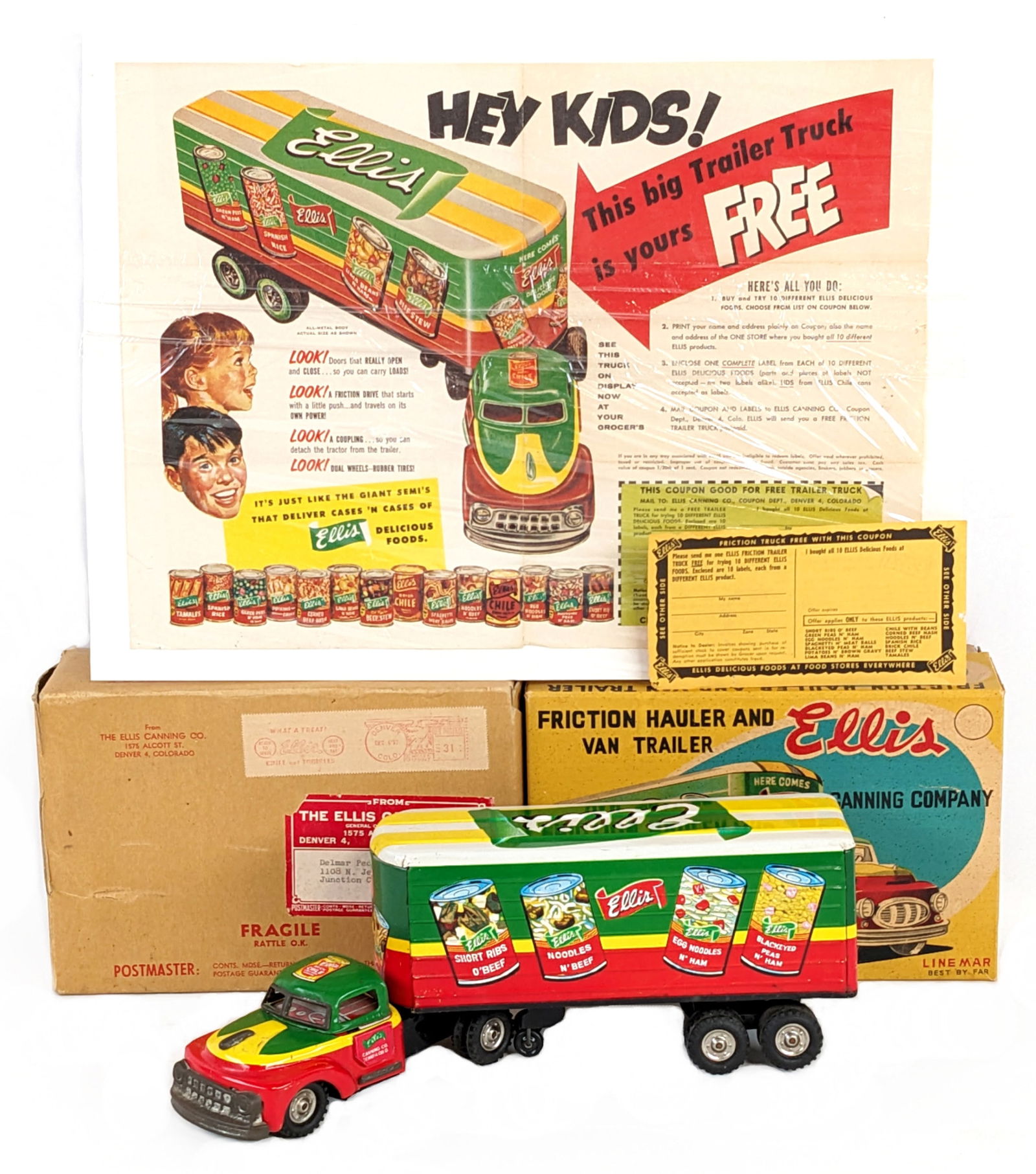 Linemar Japan Tin Friction Ellis Canning Co. Truck w/ Box (1 of 16)