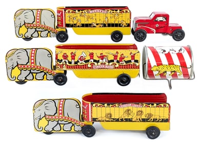 Courtland Tin Truck & Elephants w/ Circus Trailers