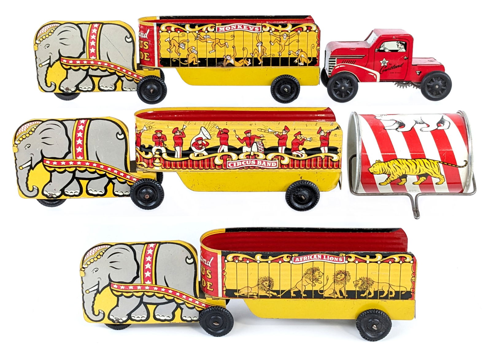Courtland Tin Truck & Elephants w/ Circus Trailers (1 of 20)