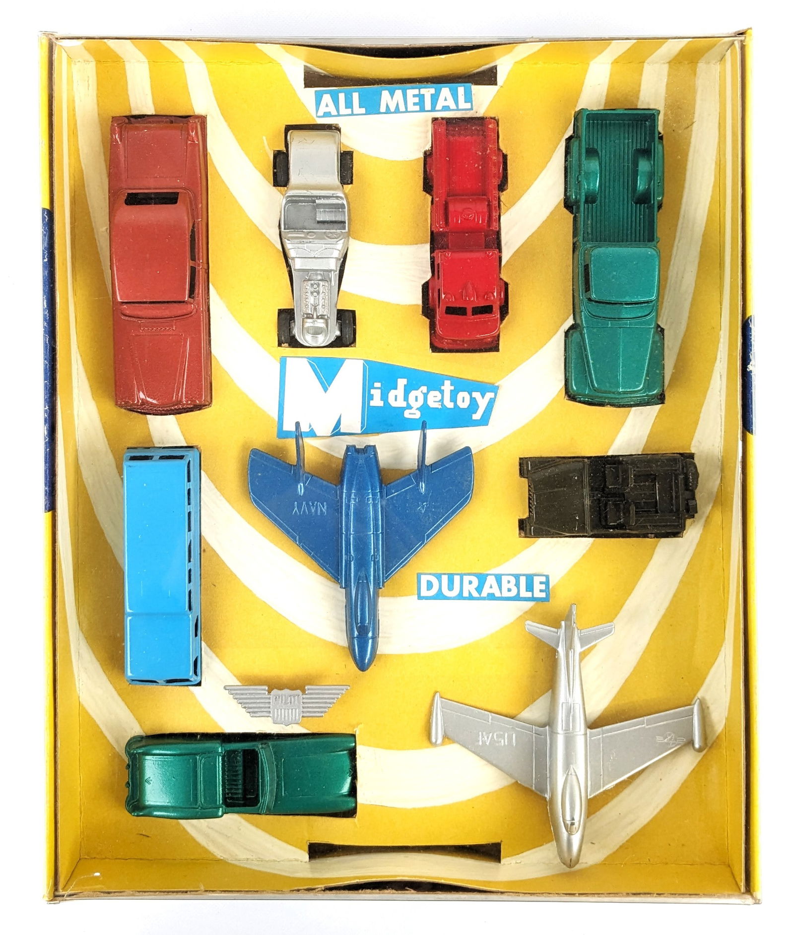 Midgetoy No. 9200 Air Center Set In Box: Midgetoy No. 9200 Air Center set in the original box. (A different box from the previous lot) The set appears to be unplayed with and in very good condition. The toys may show some minor box rubs. The