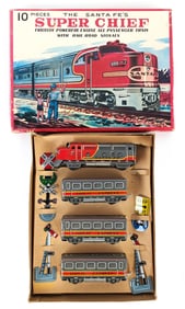 Japan Tin Friction Santa Fe's Super Chief Train Set in Box