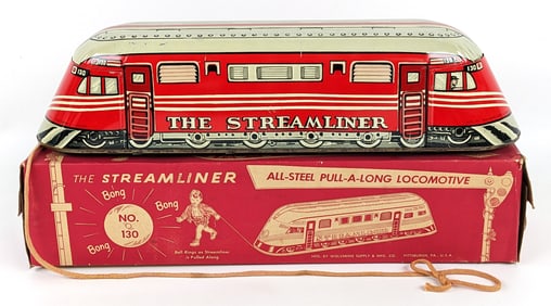 Wolverine Tin Streamliner Locomotive Pull Toy w/ Box