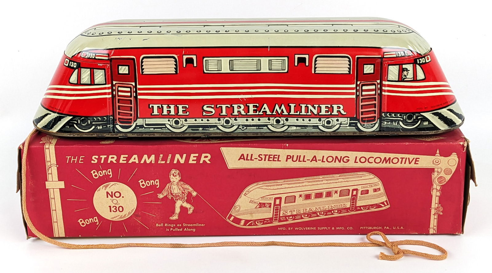 Wolverine Tin Streamliner Locomotive Pull Toy w/ Box (1 of 10)