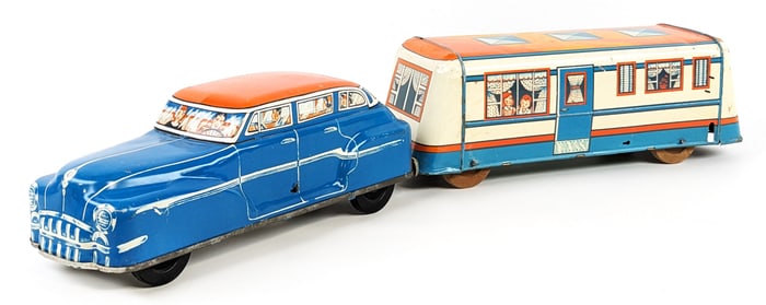 Wolverine Tin Windup Mystery Car w/ Travel Trailer