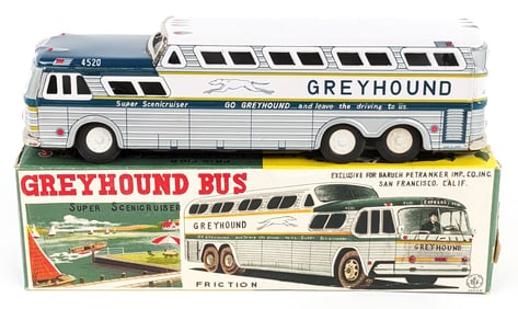 Japan Tin Friction Greyhound Bus w/ Box