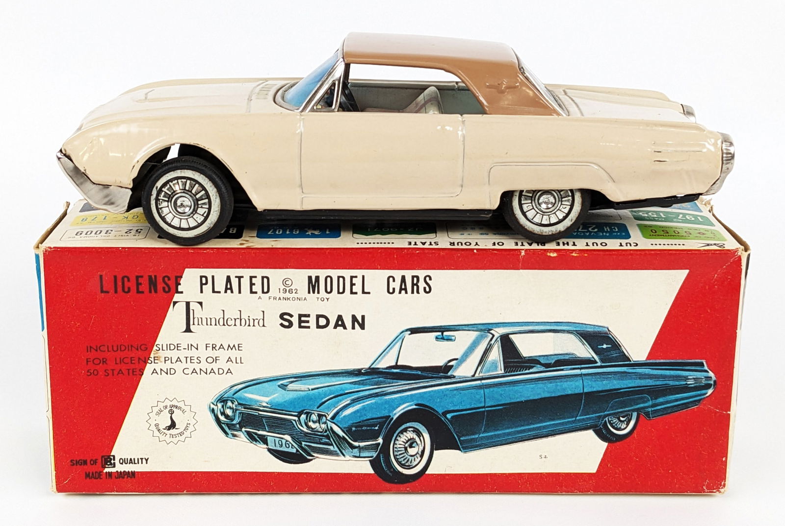 Bandai Japan Tin Friction Ford Thunderbird Sedan w/ Box (1 of 9)