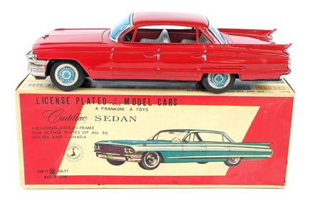 Bandai Japan Tin Friction Cadillac Sedan Car w/ Box