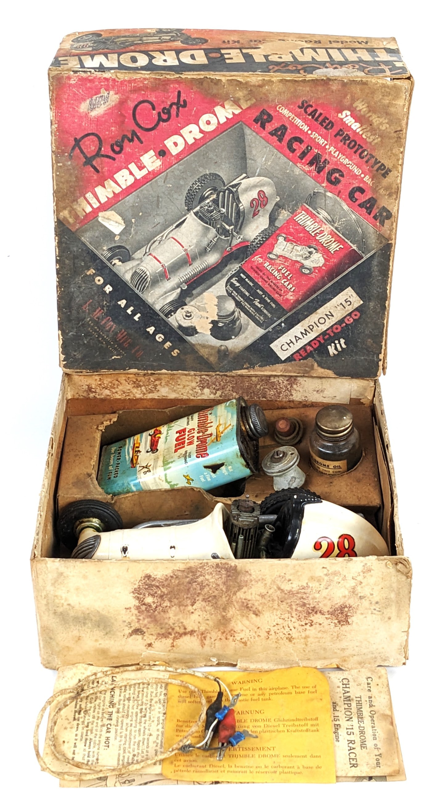 Original Roy Cox Engine Powered Thimble Drome Racing Car w/ Box (1 of 12)